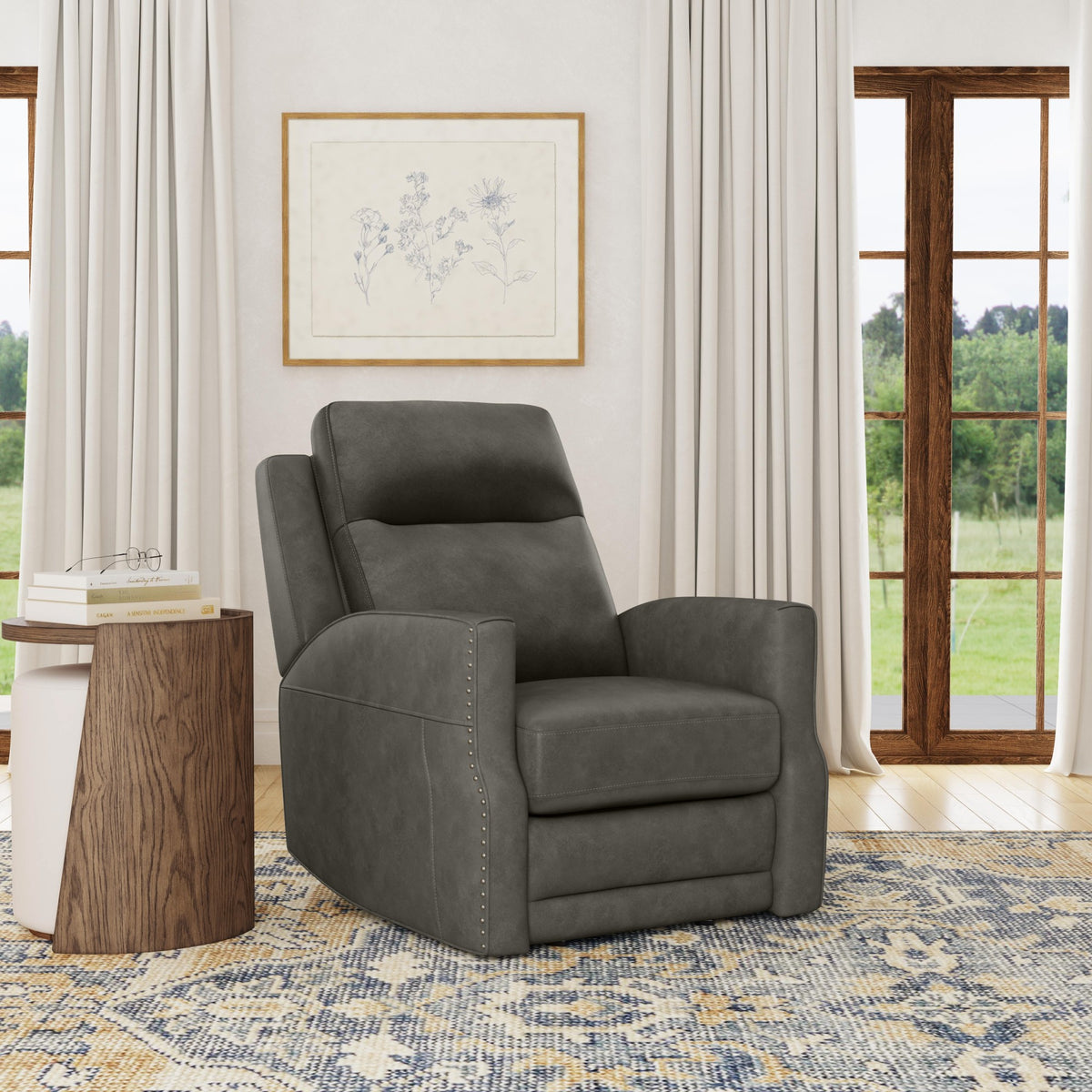 Maxwell Leather Power Gliding Recliner with Power Headrest and Lumbar