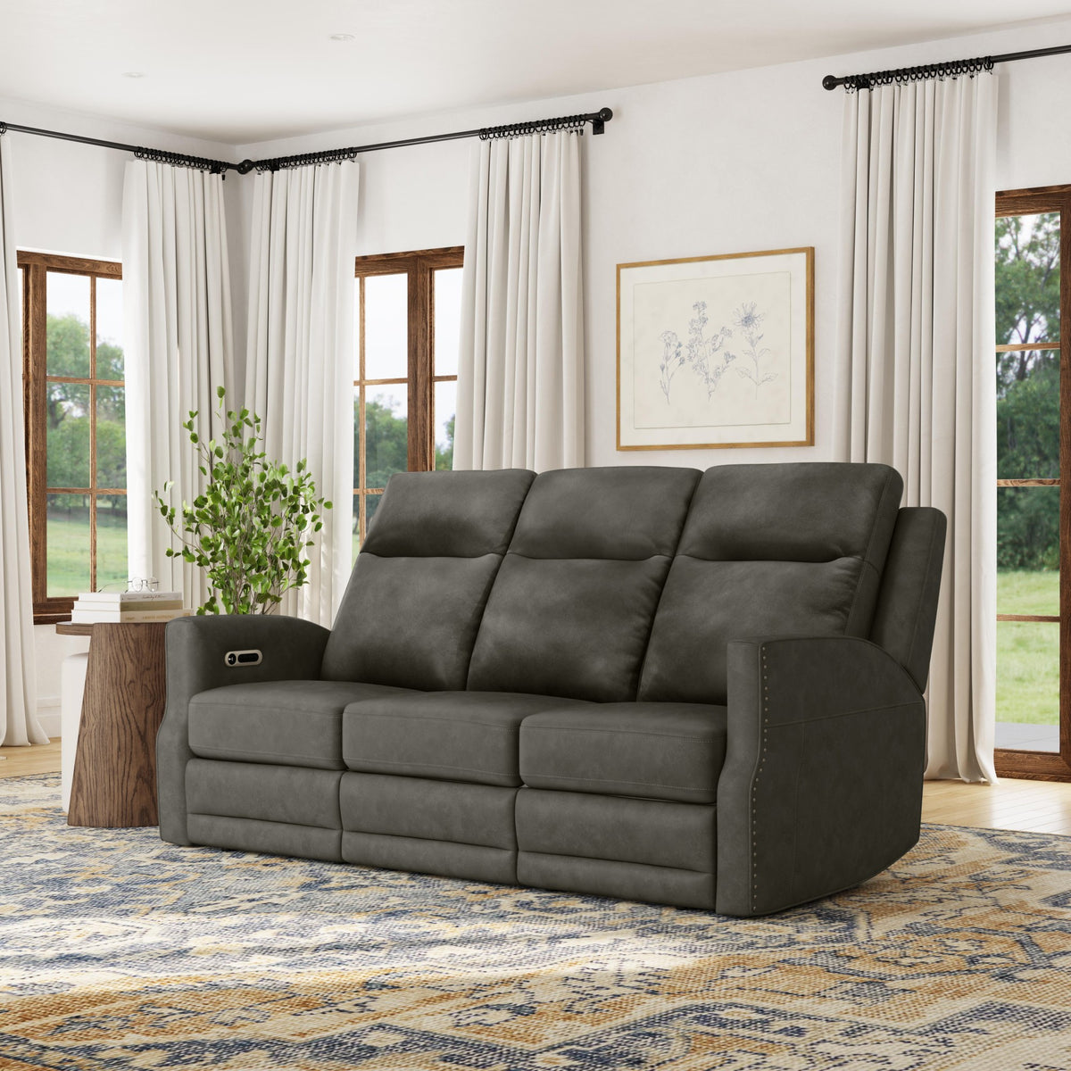 Maxwell Leather Power Reclining Sofa with Power Headrests and Lumbar