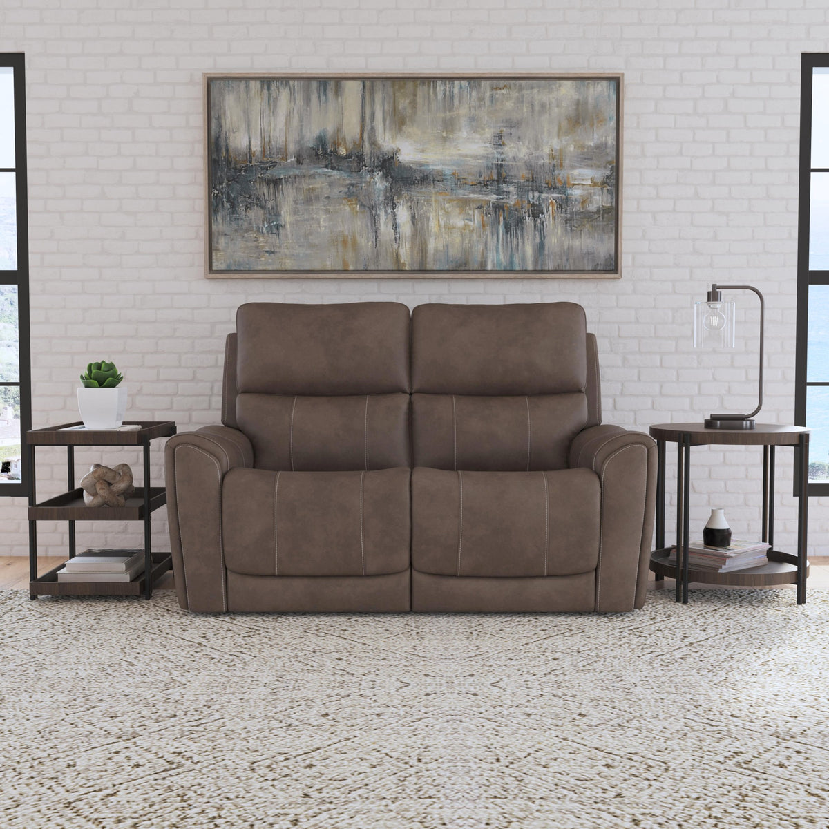 Carter Fabric Power Reclining Loveseat with Power Headrests & Lumbar