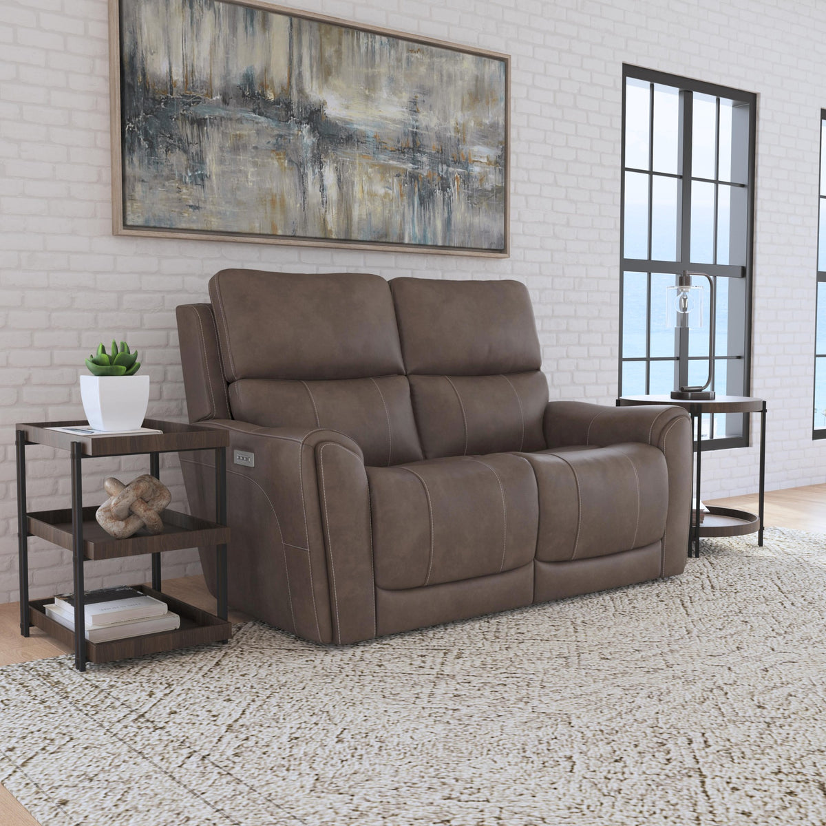 Carter Fabric Power Reclining Loveseat with Power Headrests & Lumbar