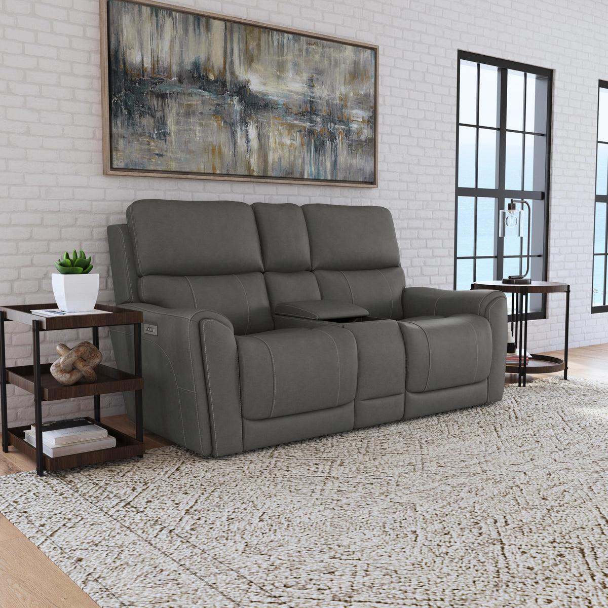 Carter Fabric Power Reclining Loveseat with Console & Power Headrests & Lumbar