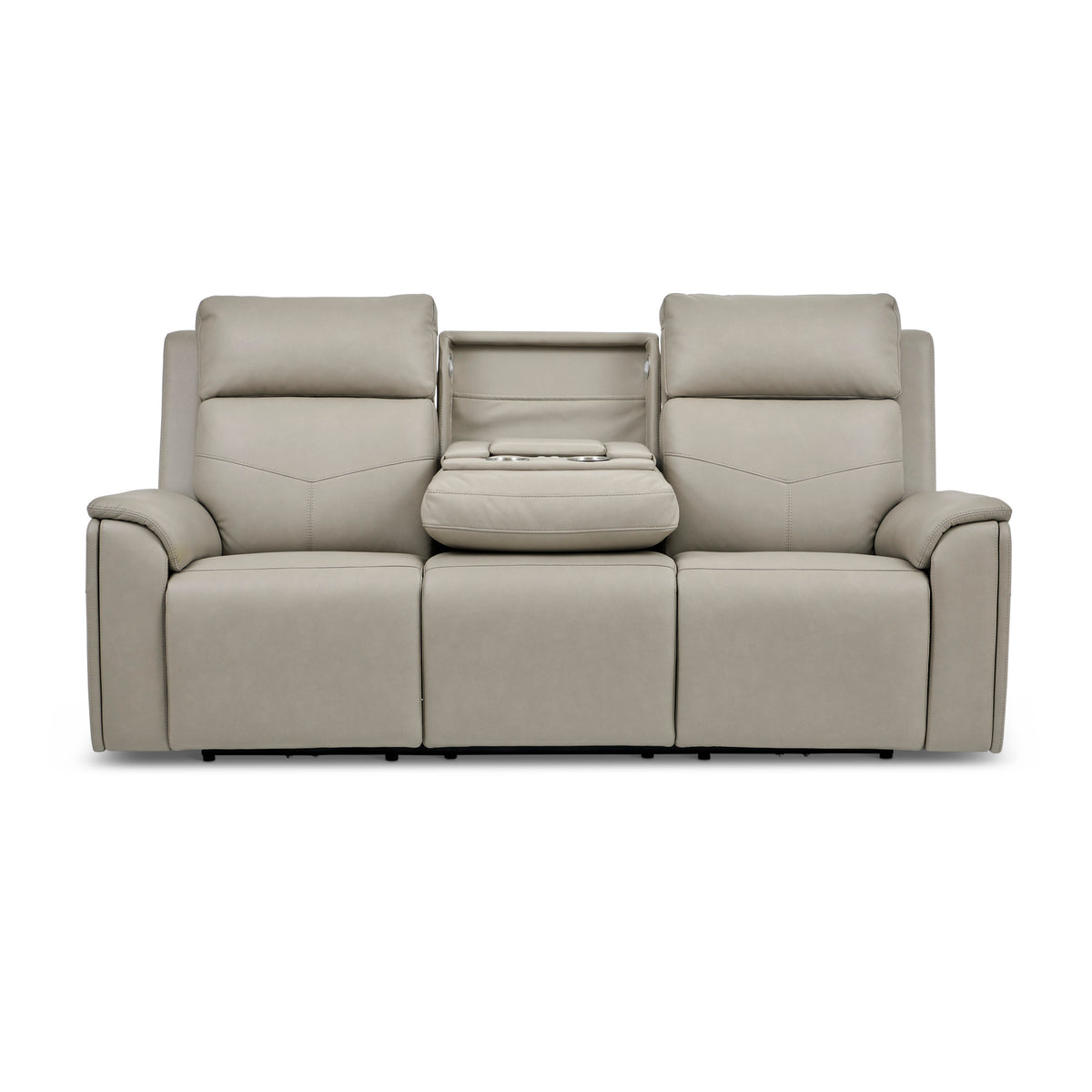 Vernon Vinyl Power Reclining Sofa with Console, Power Headrest, Lumbar, Heat & Massage