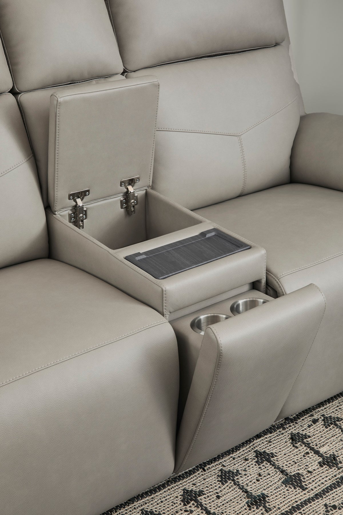Vernon Fabric Power Reclining Loveseat with Console, Power Headrests, Lumbar, Heat & Massage