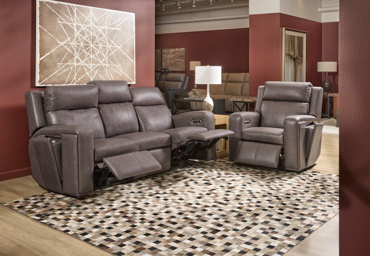 Wyatt Leather Power Recliner with Power Headrest & Lumbar