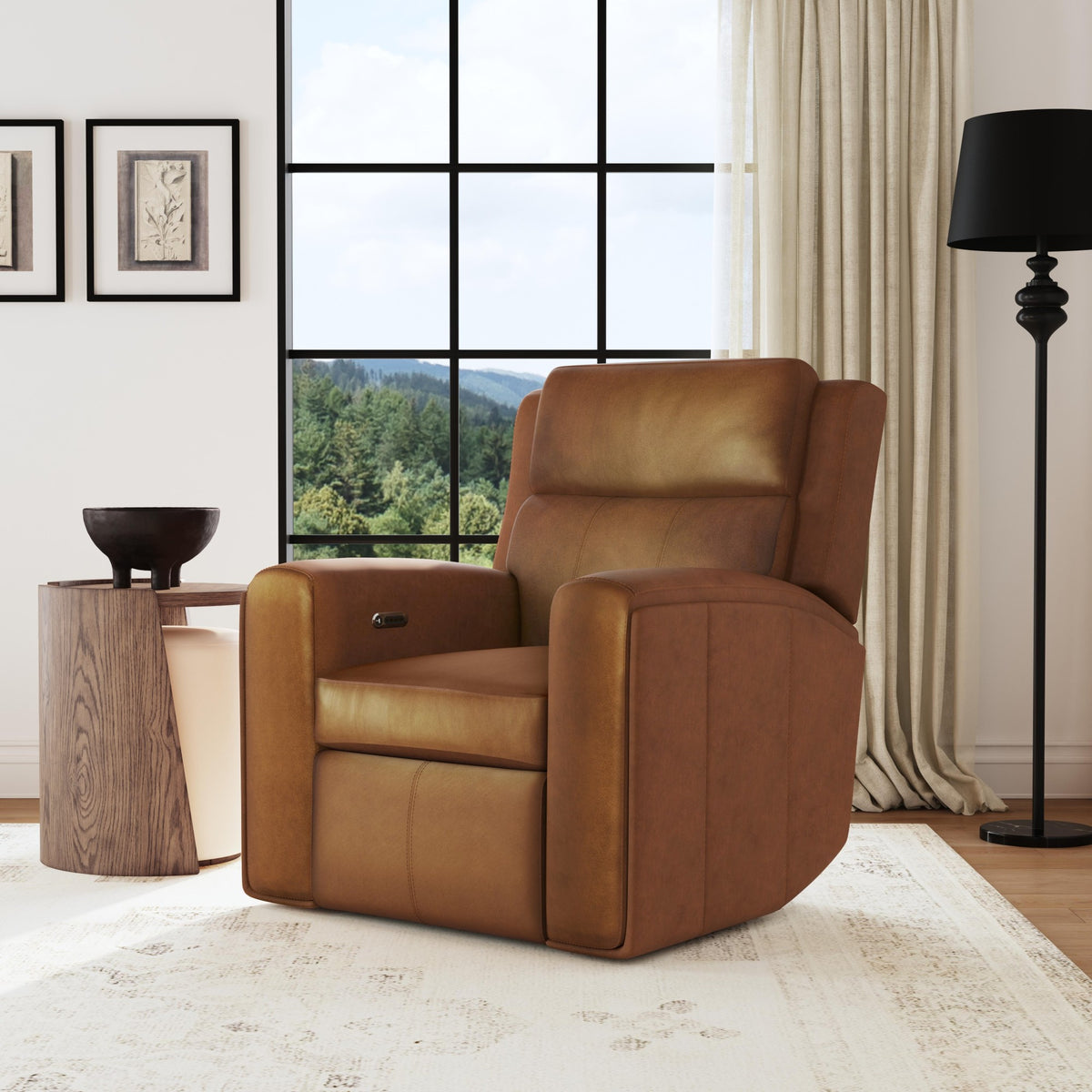 Wyatt Leather Power Recliner with Power Headrest & Lumbar