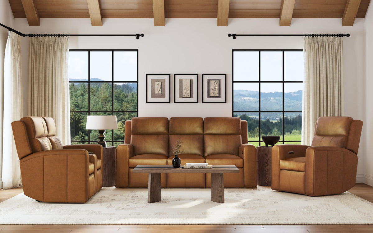 Wyatt Leather Power Reclining Sofa with Power Headrests & Lumbar