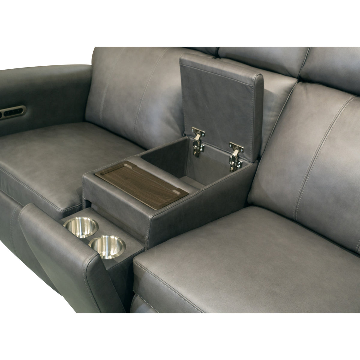 Wyatt Leather Power Reclining Loveseat with Console & Power Headrests & Lumbar