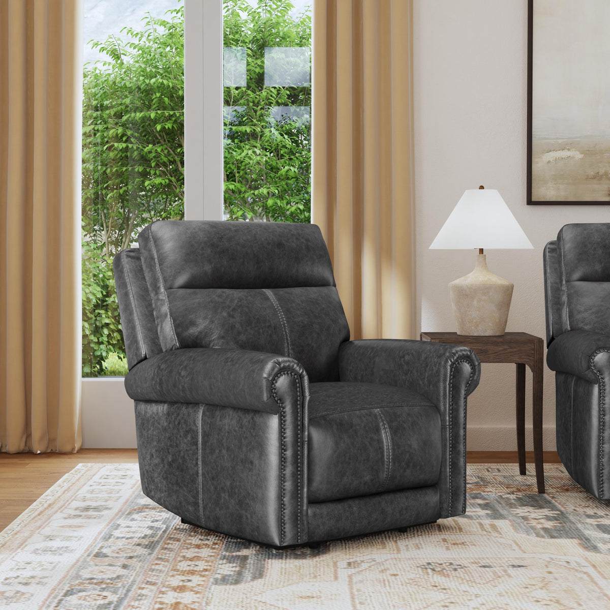 Alexander Leather Power Recliner with Power Headrest & Lumbar