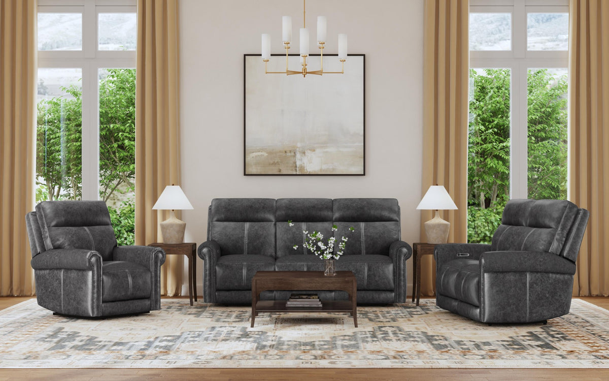Alexander Leather Power Reclining Loveseat with Power Headrest & Lumbar