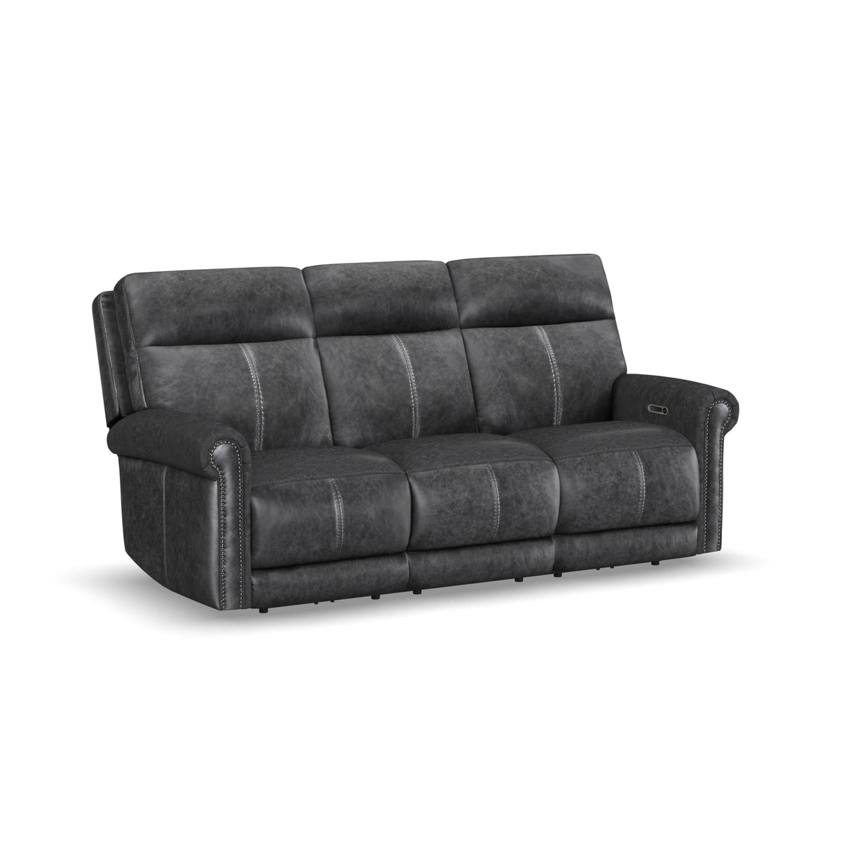Alexander Leather Power Reclining Sofa with Console, Power Headrest & Lumbar