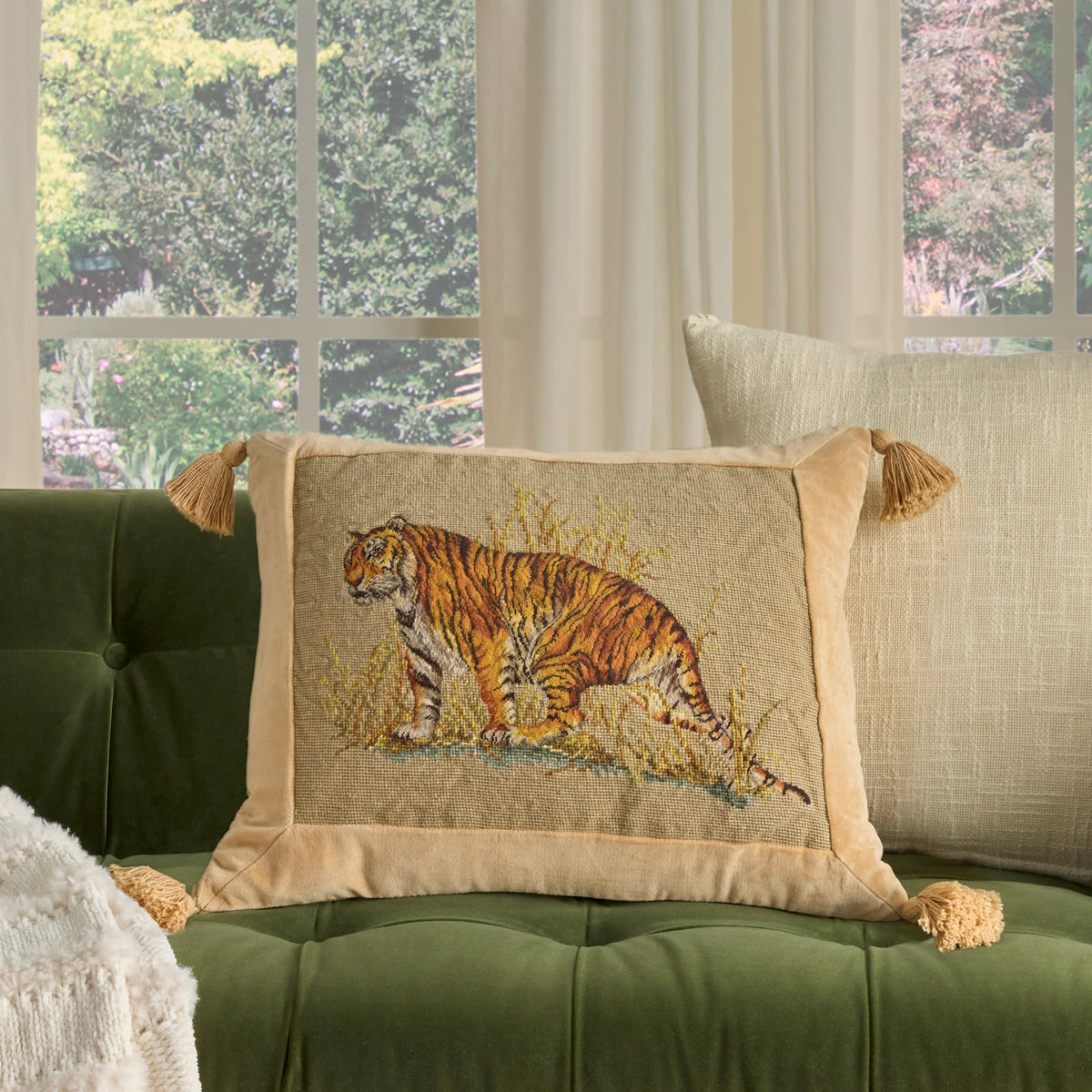 Vintage Pillow V8084 Beige 19" x 23" Throw Pillows