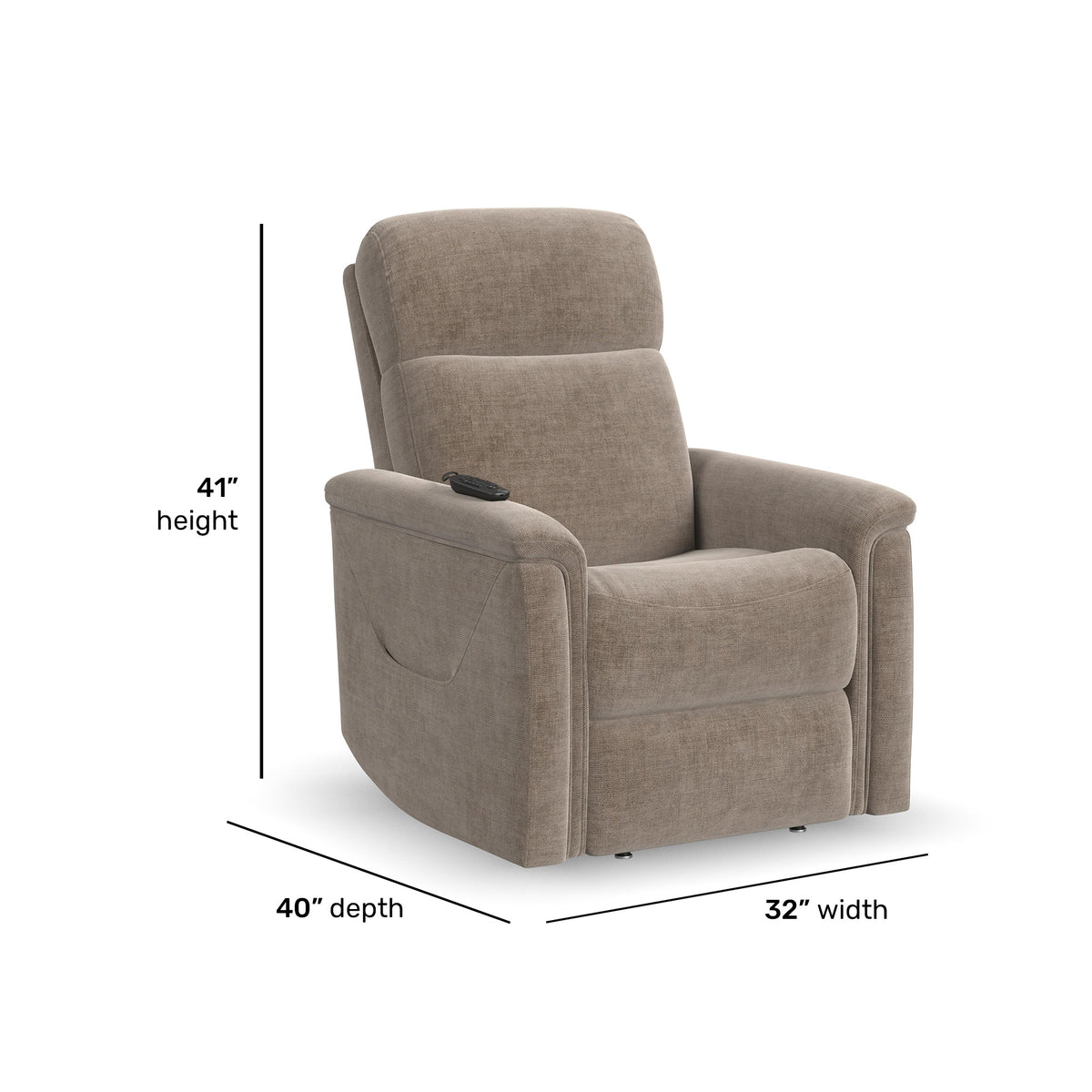 Luma Petite Fabric Power Lift Recliner with Power Headrest, Lumbar, Heat & Massage