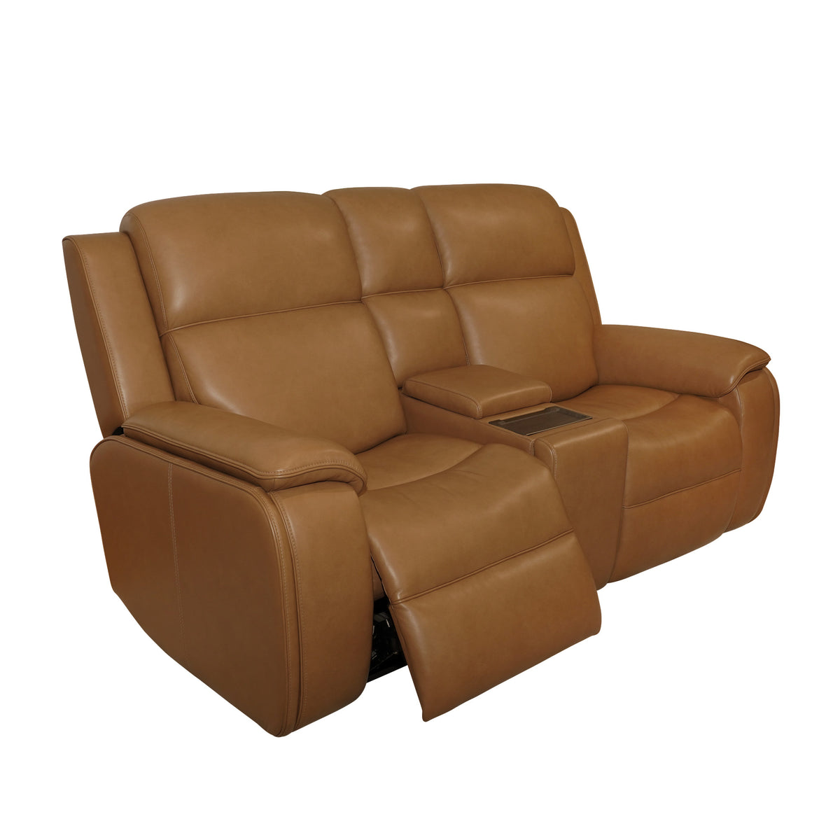 Ziggy Leather Power Reclining Loveseat with Console, Power Headrest, Lumbar, Heat & Massage