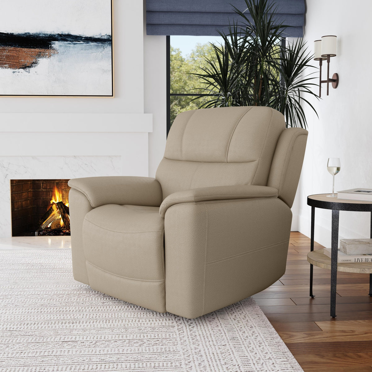Crew Leather Power Recliner with Power Headrest & Lumbar