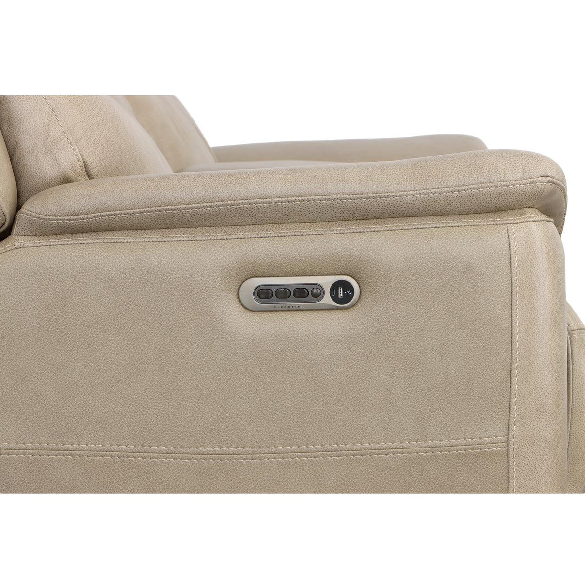Crew Leather Power Reclining Loveseat with Console, Power Headrests & Lumbar