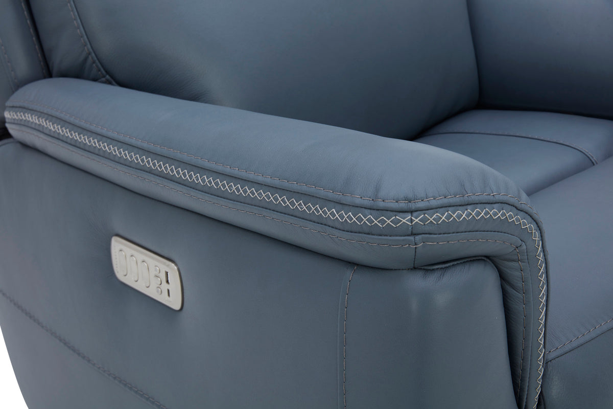 Sawyer Leather Swivel Glider with Power Headrest, Lumbar, Heat & Massage