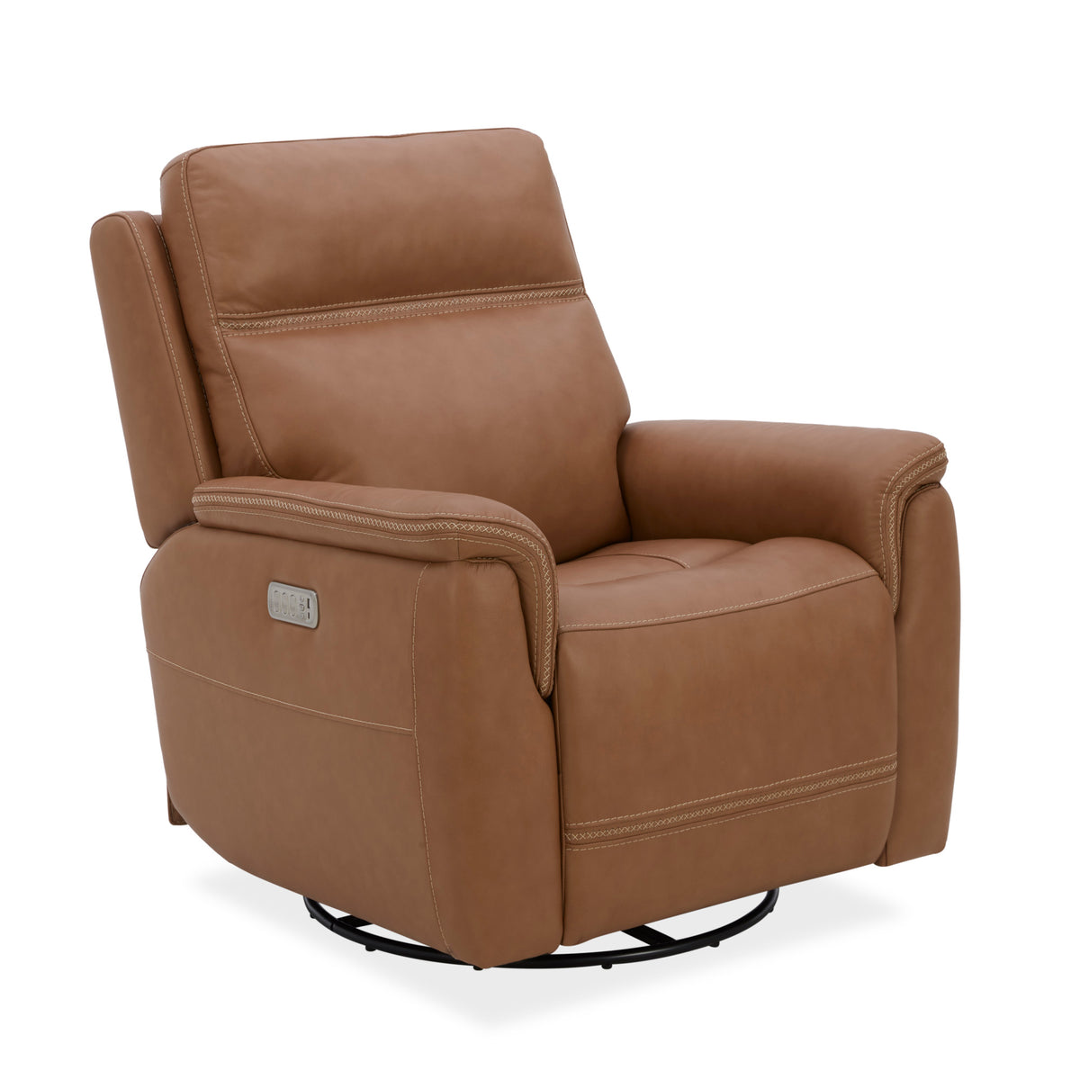 Sawyer Leather Swivel Glider with Power Headrest, Lumbar, Heat & Massage