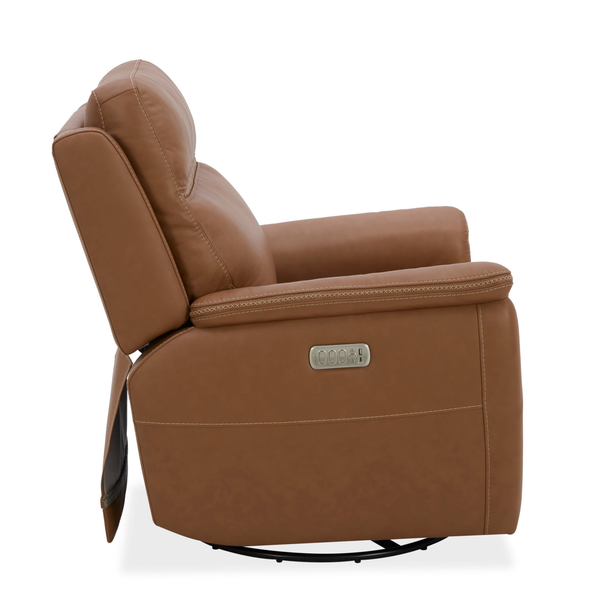 Sawyer Leather Swivel Glider with Power Headrest, Lumbar, Heat & Massage