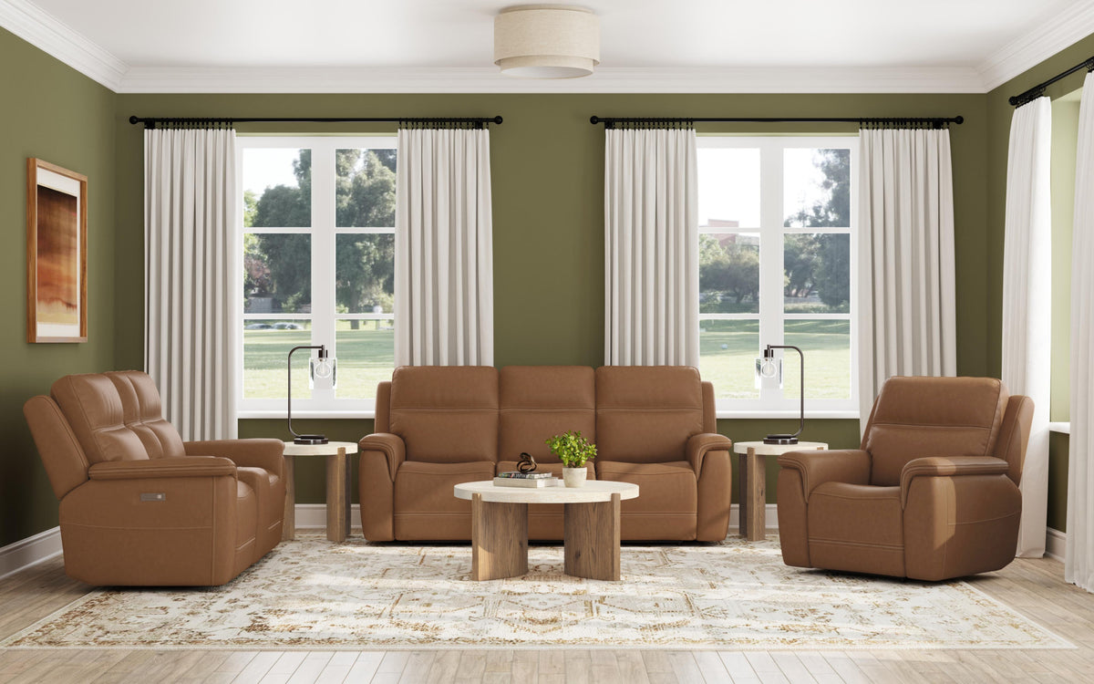 Sawyer Leather Power Reclining Sofa with Power Headrests & Lumbar
