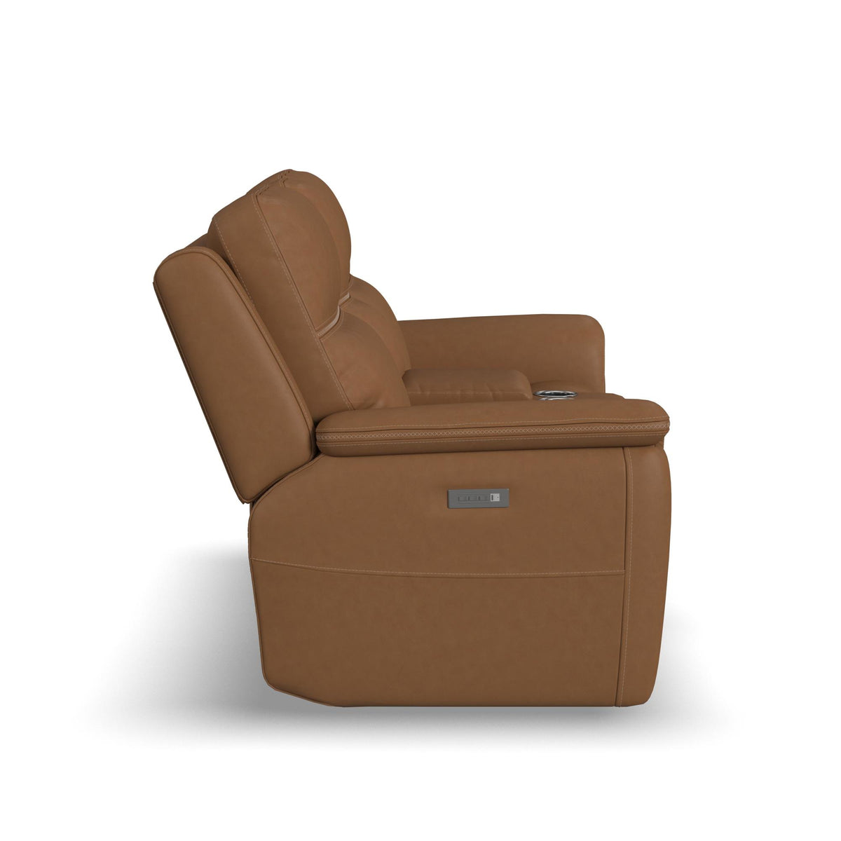 Sawyer Leather Pwr Recl Loveseat w/ Console, Pwr Hdrsts, Lumbar