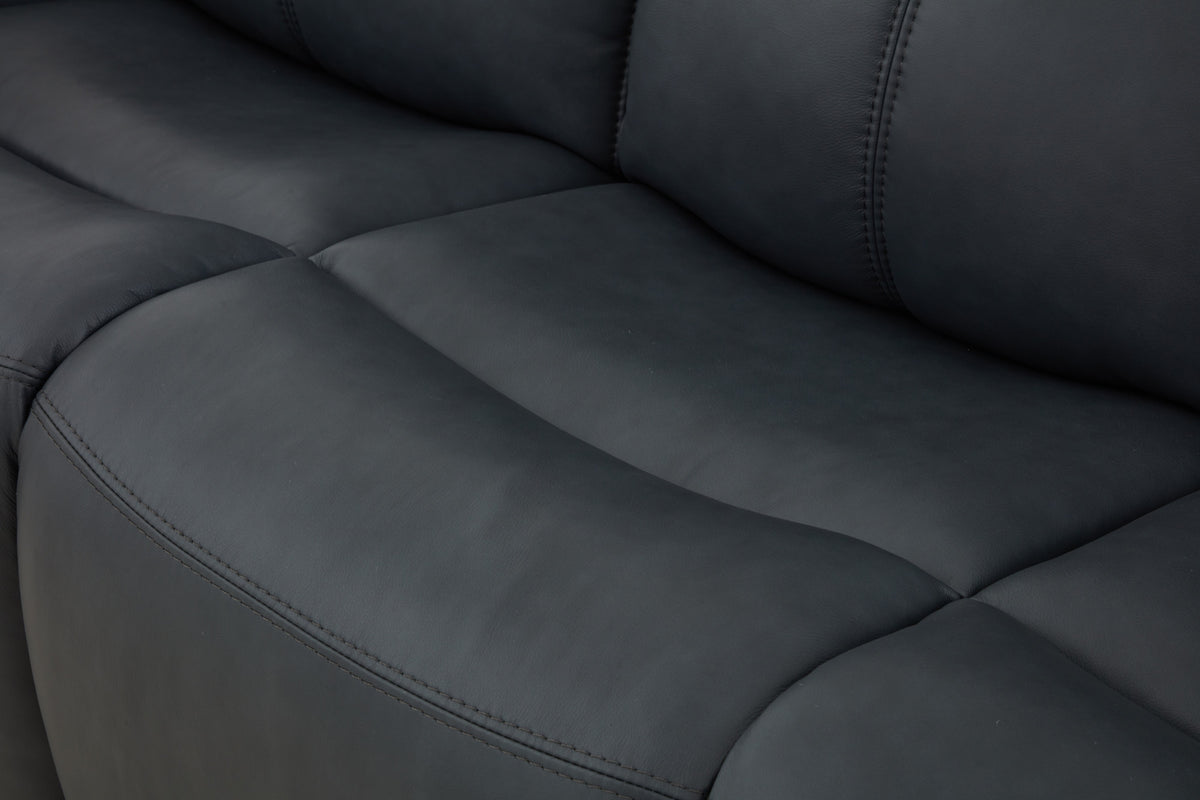 Warren Leather Power Reclining Sofa with Console, Power Headrest & Lumbar
