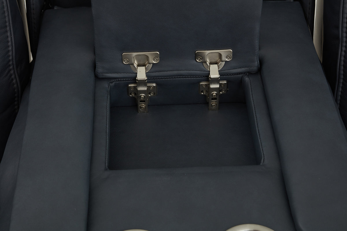 Warren Leather Power Reclining Sofa with Console, Power Headrest & Lumbar