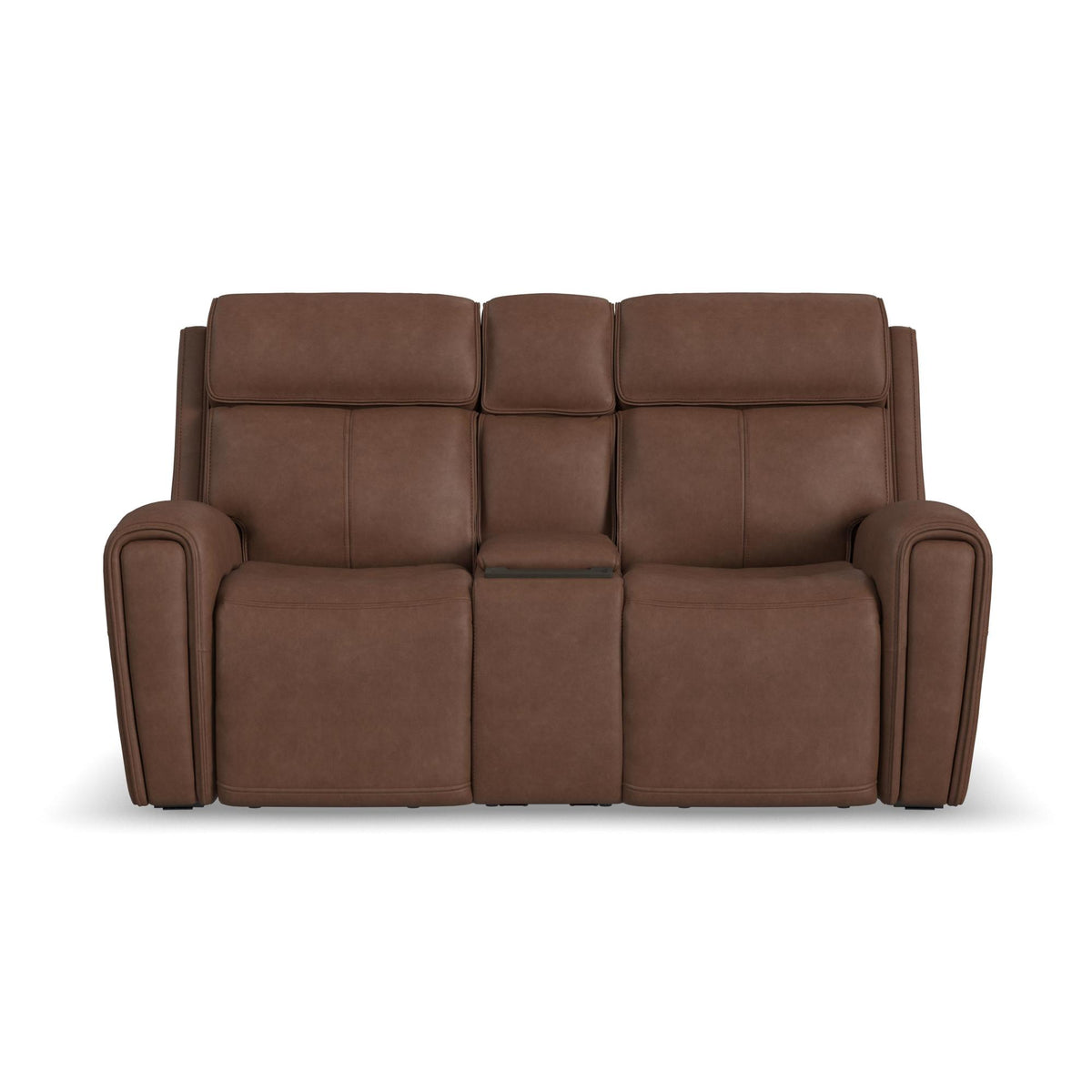 Warren Leather Power Reclining Loveseat with Console, Power Headrest & Lumbar