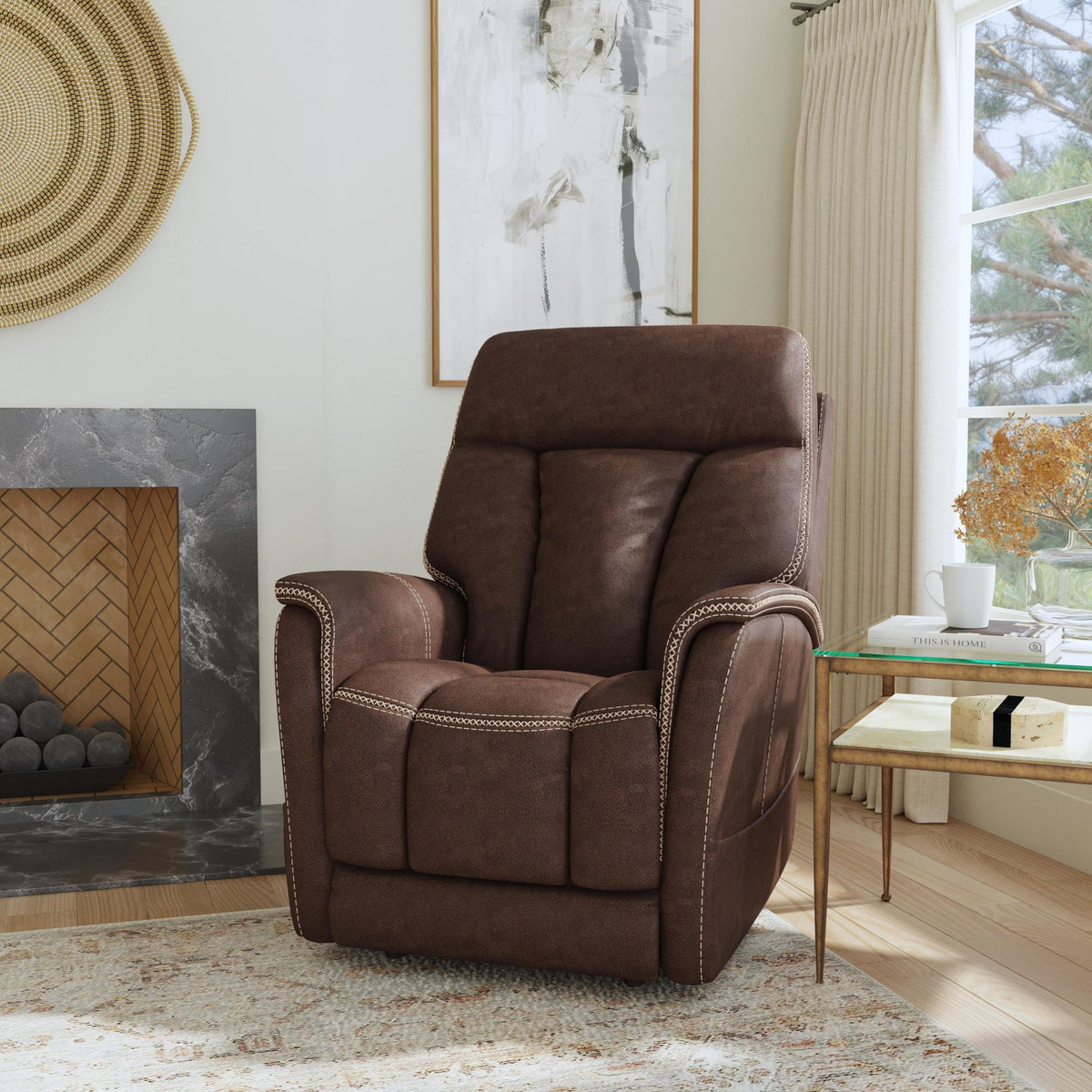 Atlas Fabric Power Lift Recliner with Power Headrest & Lumbar