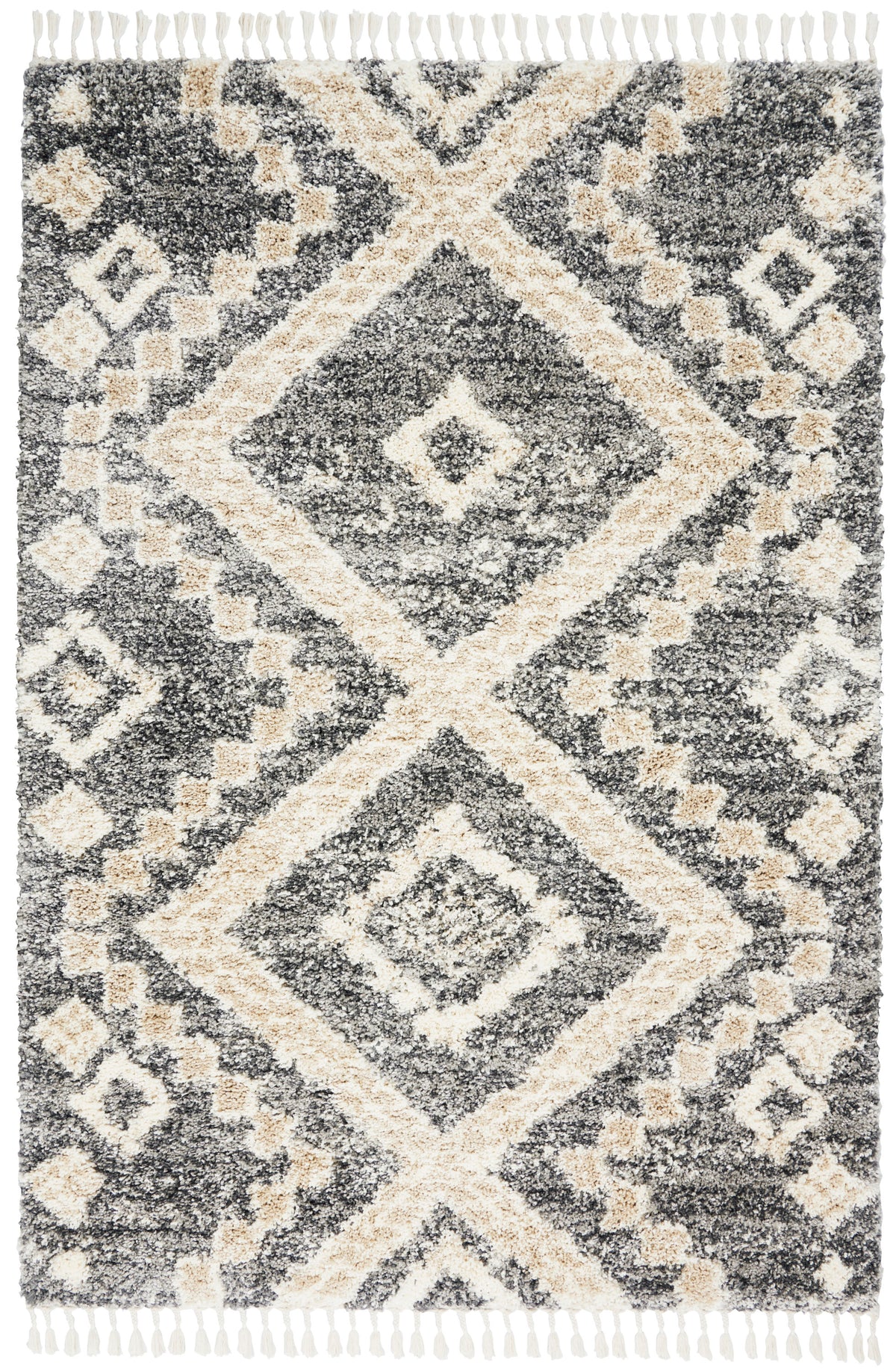 Oslo Shag OSL02 Grey Ivory Rug