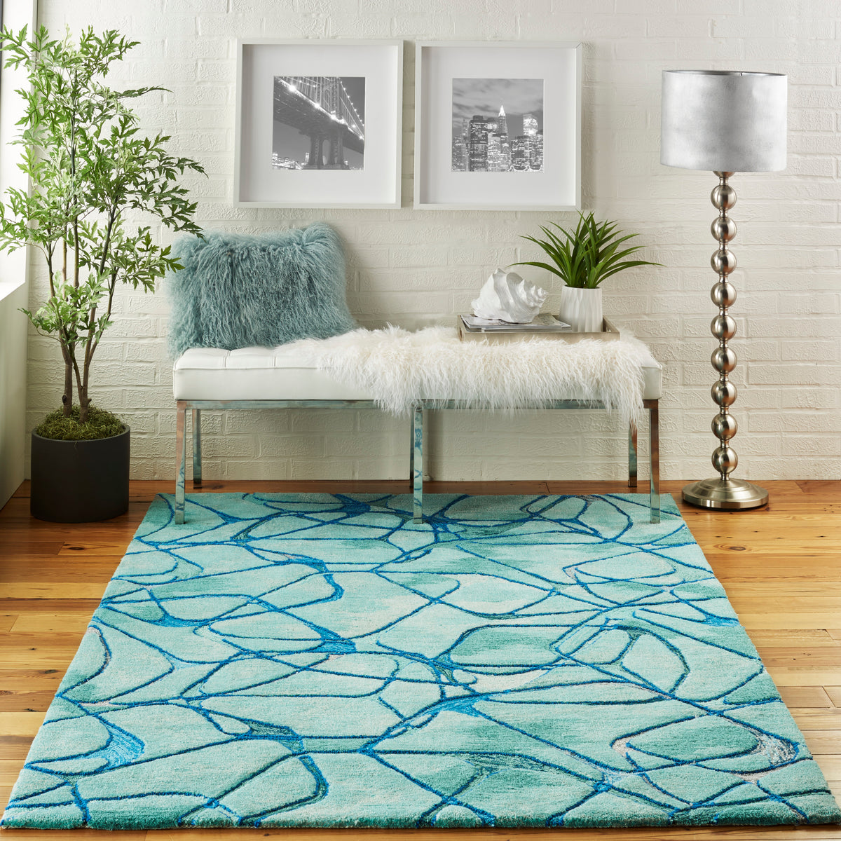 Symmetry SMM05 Aqua Blue Rug