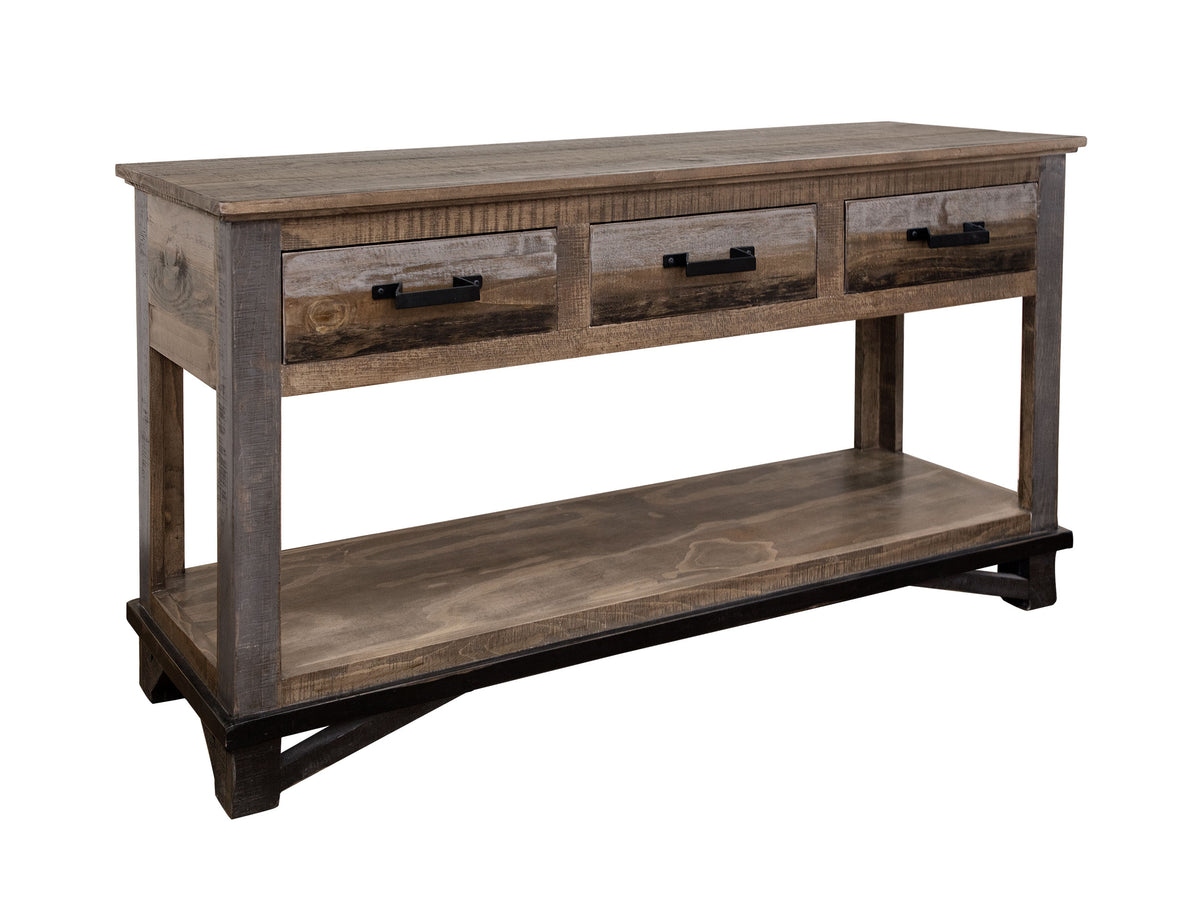 Loft Brown Sofa Table, Multicolor, 3 Drawer