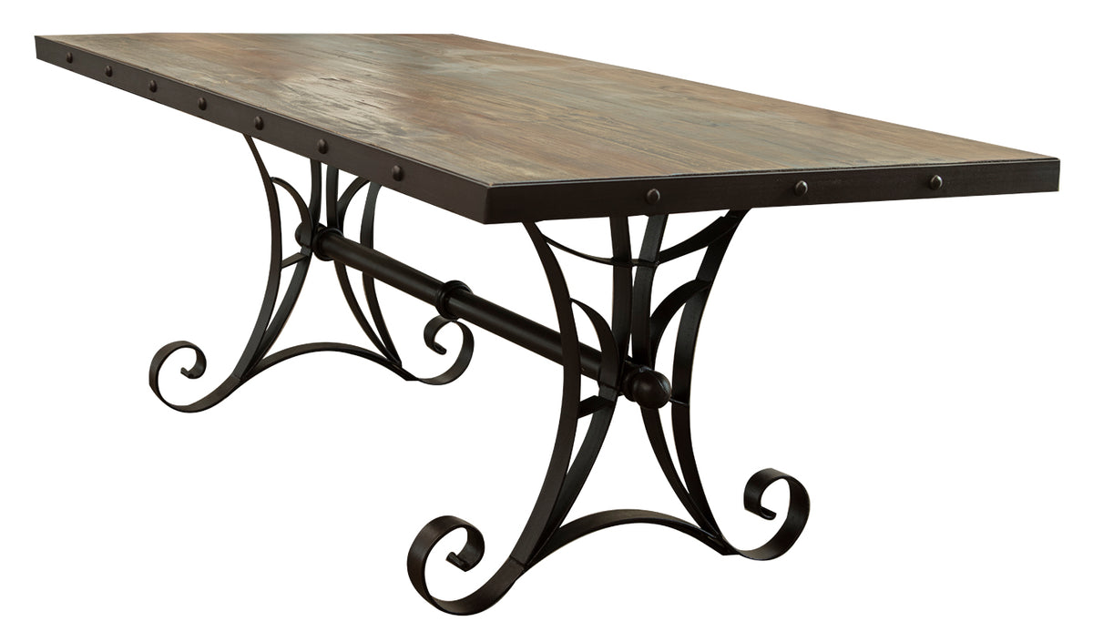 Antique Multicolor Table, Multicolor, Iron Base Dining