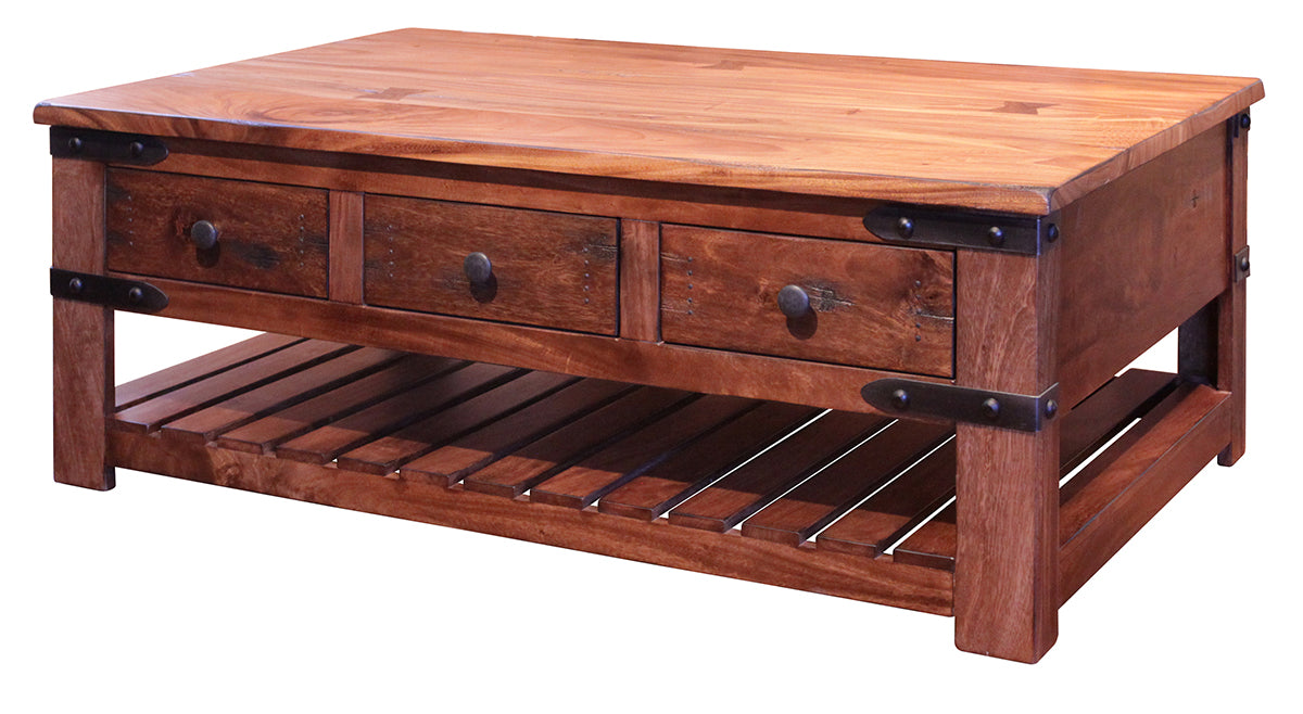Parota Cocktail Table, Brown, 6 Drawer
