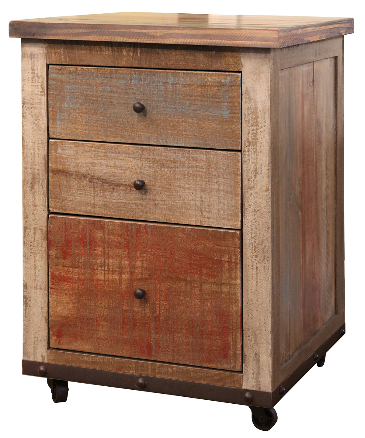Antique Multicolor File Cabinet, Multicolor, 3 Drawer File (Fits Letter & Legal Size)
