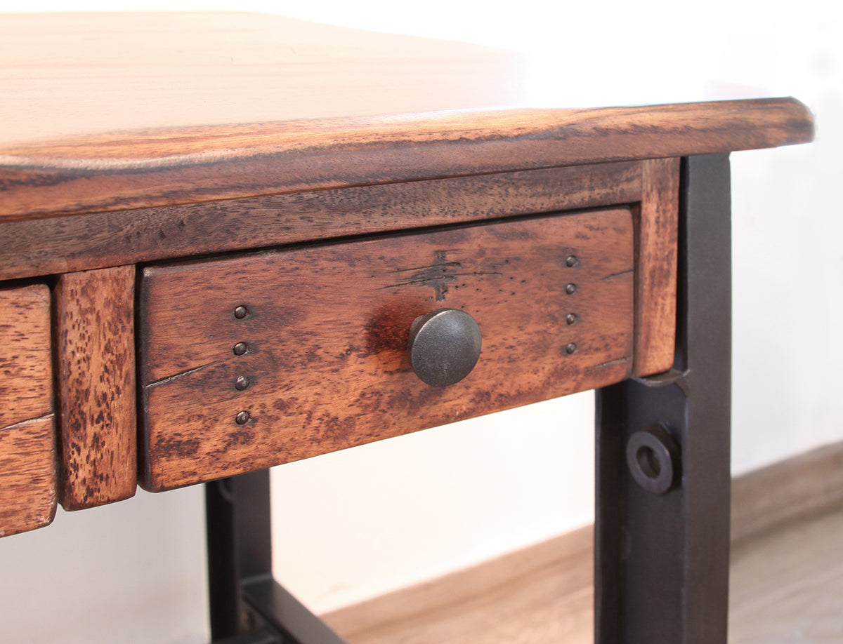 Parota Desk, Brown, 3 Drawer