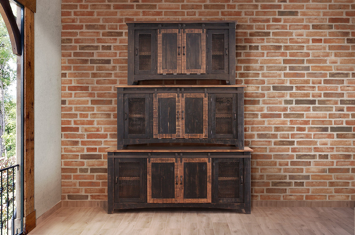 Pueblo TV Stand, Black, 2 Sliding Doors, 2 Mesh Doors 70"