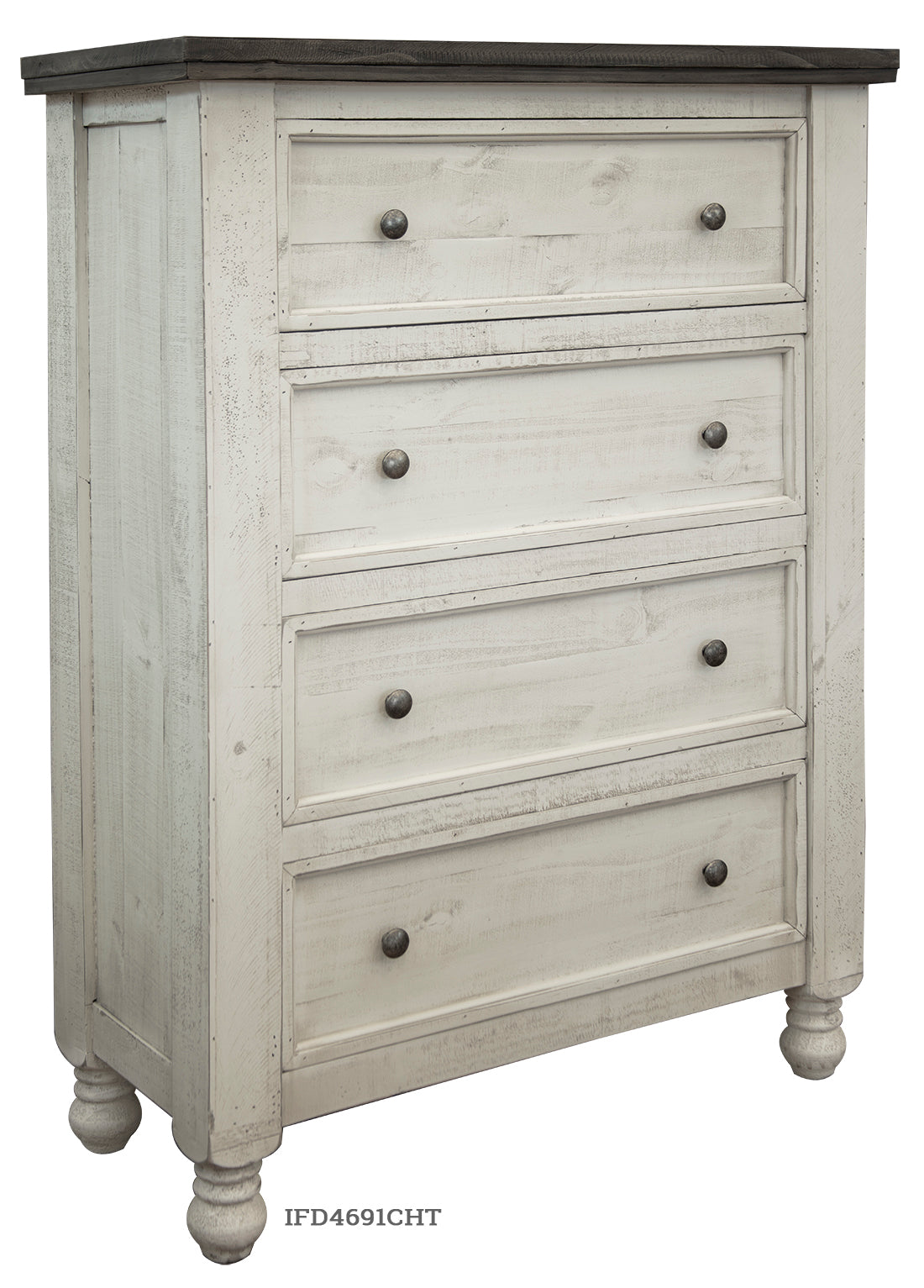 Stone Chest, White, 4 Drawer