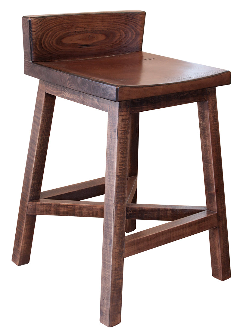 Pueblo White Barstool, Brown, 24" Wooden Stool - IFD360BS24