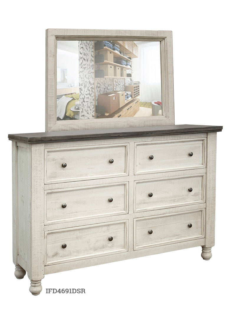 Stone Dresser, White, 6 Drawer