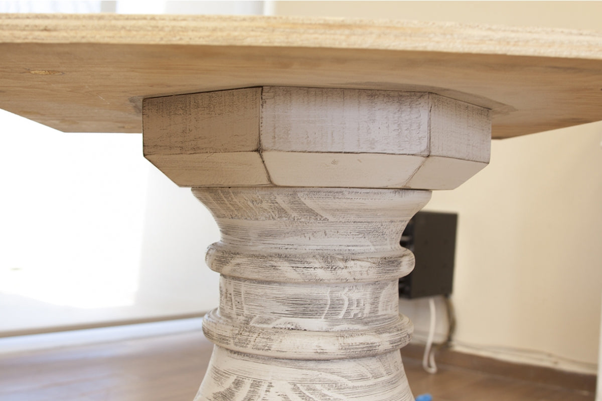 Bonanza Ivory Table, Turned Wooden Base