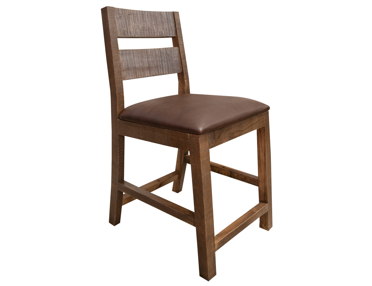 Antique Multicolor Barstool, Green And Brown, Wooden