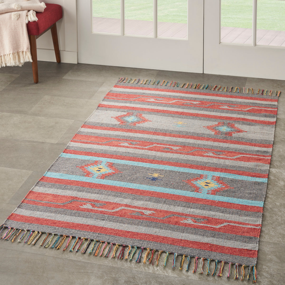 Baja BAJ01 Grey Red Rug