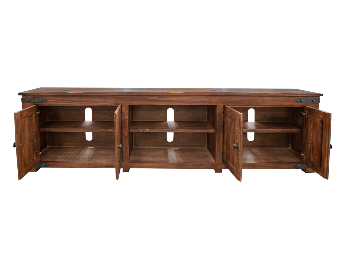 Parota TV Stand, Brown, 4 Door 93"
