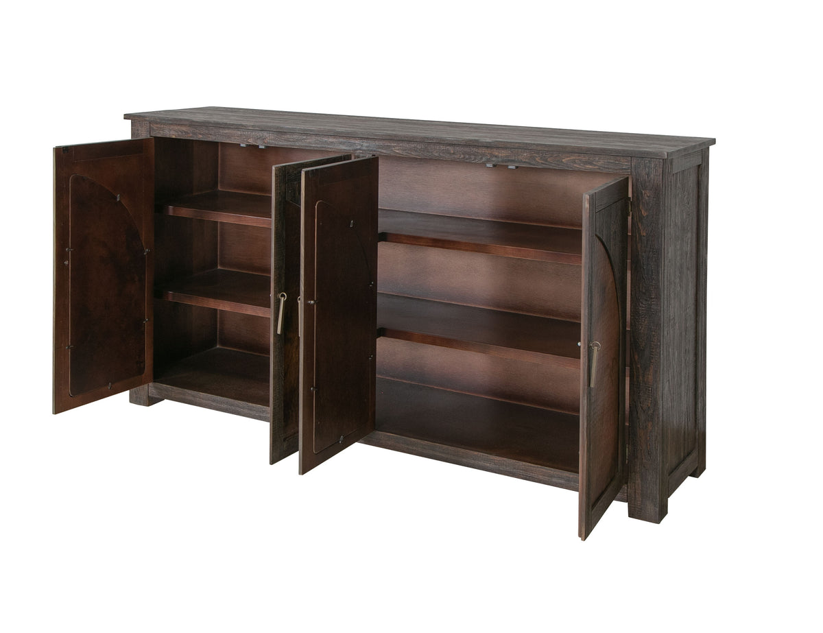Blackburn Console, Brown, 4 Copper-Paneled Door