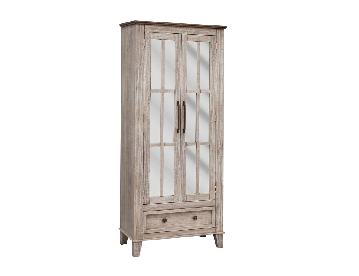 Sahara Cabinet, White/Brown, 1 Drawer 2 Glass Doors