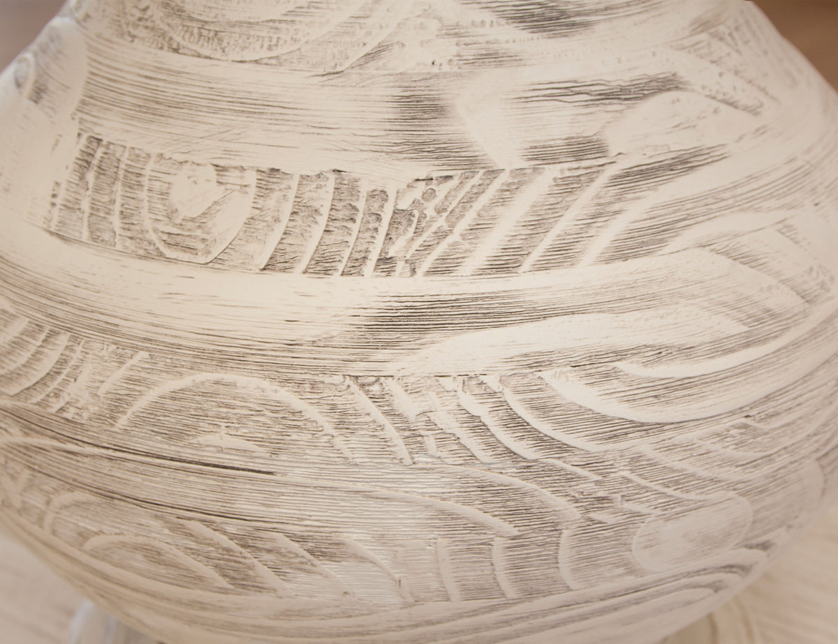 Bonanza Ivory Table, Turned Wooden Base