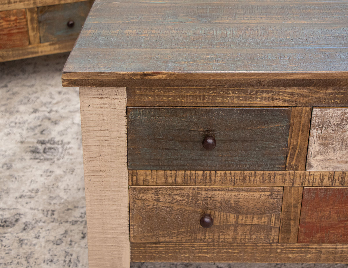 Antique  MC MD Cocktail Table, 8 Drawers & Lift Top