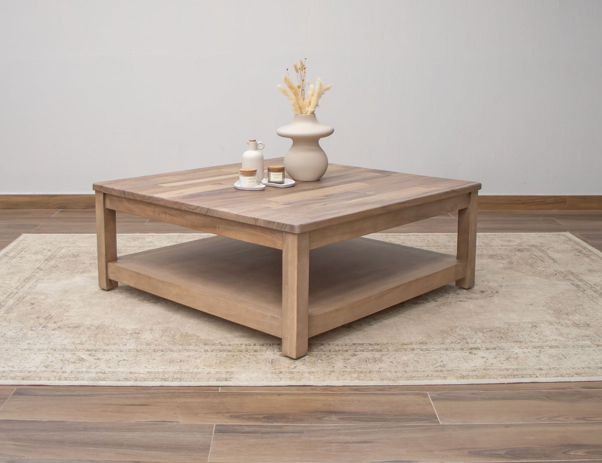 Natural Parota Cocktail Table, Brown, Square