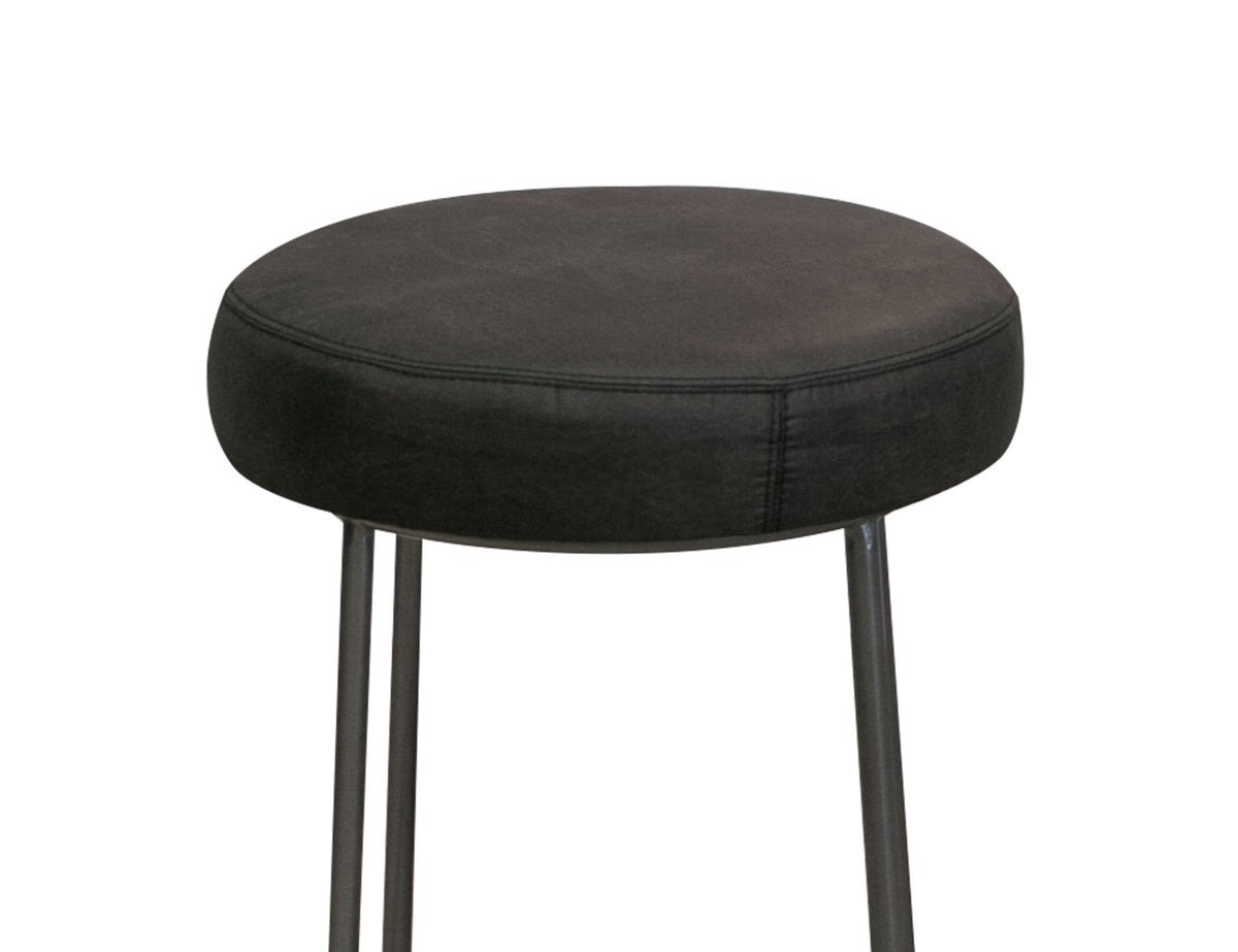 Frida Upholstered Chair, Brown/Gray, Wooden Frame & Metal Base, 30" Stool