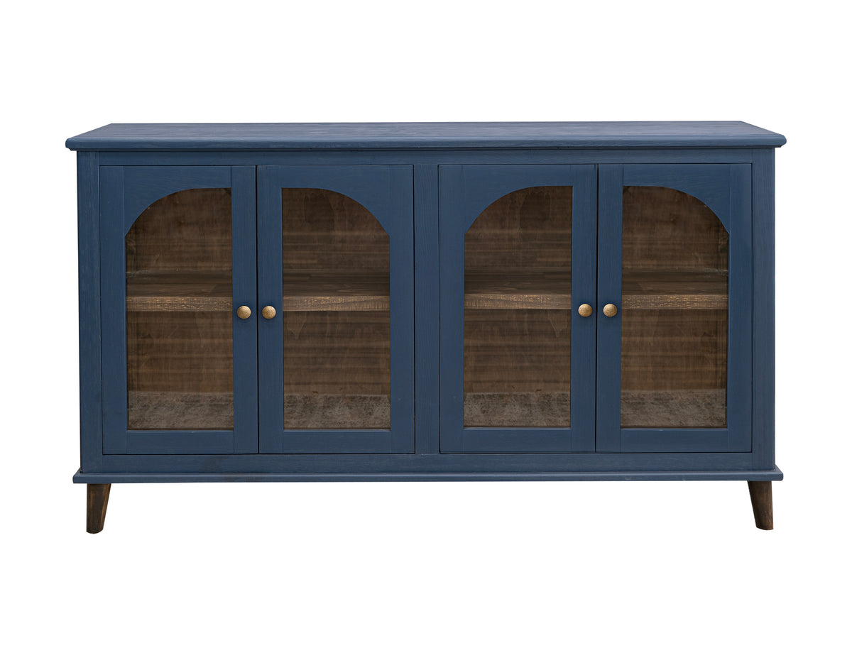 Genova Console, Blue, 4 Glass Door